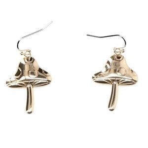 Gold Tone Metal Mushroom Dangle Earrings, Women’s nwt